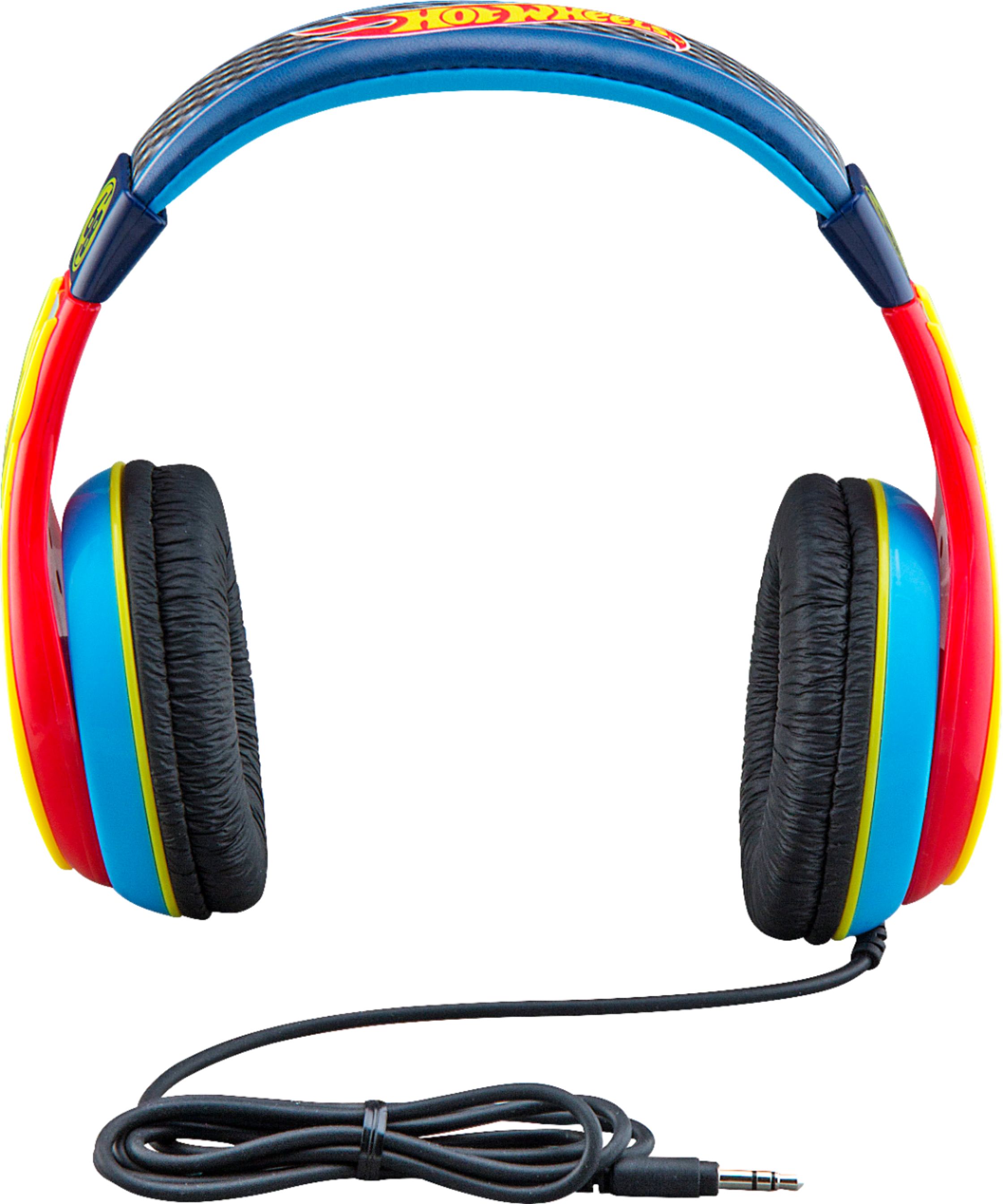 Left View: eKids Hot Wheels Wired Over the Ear Headphones - yellow