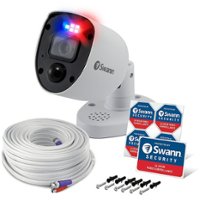 Swann - 4K Enforcer™ Add on Bullet Camera w/ Siren & Police Style Flashing Lights - White - Front_Zoom