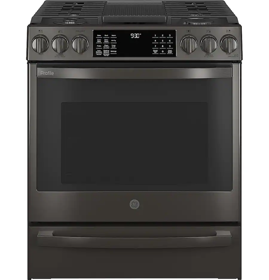 GE Profile 5.6 Cu. Ft. Slide In Gas True Convection Range with Built In ...