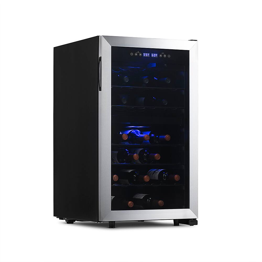 Left. NewAir - Freestanding 43 Bottle Dual Zone Compressor Wine Fridge - Stainless Steel.