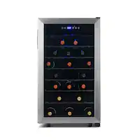 NewAir - Freestanding 50 Bottle Compressor Wine Fridge, Adjustable Racks , Exterior Digital Thermostat - Stainless Steel - Front_Zoom