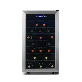 NewAir - Freestanding 50 Bottle Compressor Wine Fridge, Adjustable Racks , Exterior Digital Thermostat - Stainless Steel