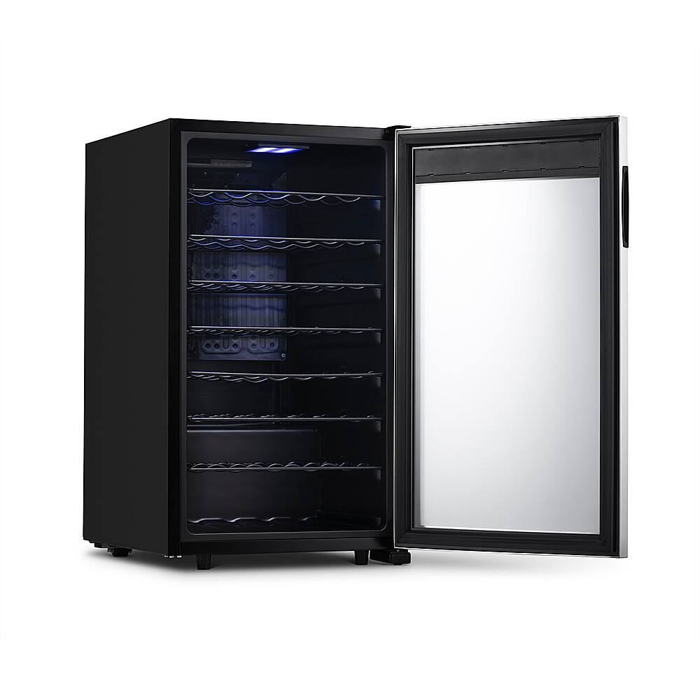 Alt View 24. NewAir - Freestanding 50 Bottle Compressor Wine Fridge, Adjustable Racks , Exterior Digital Thermostat - Stainless Steel.