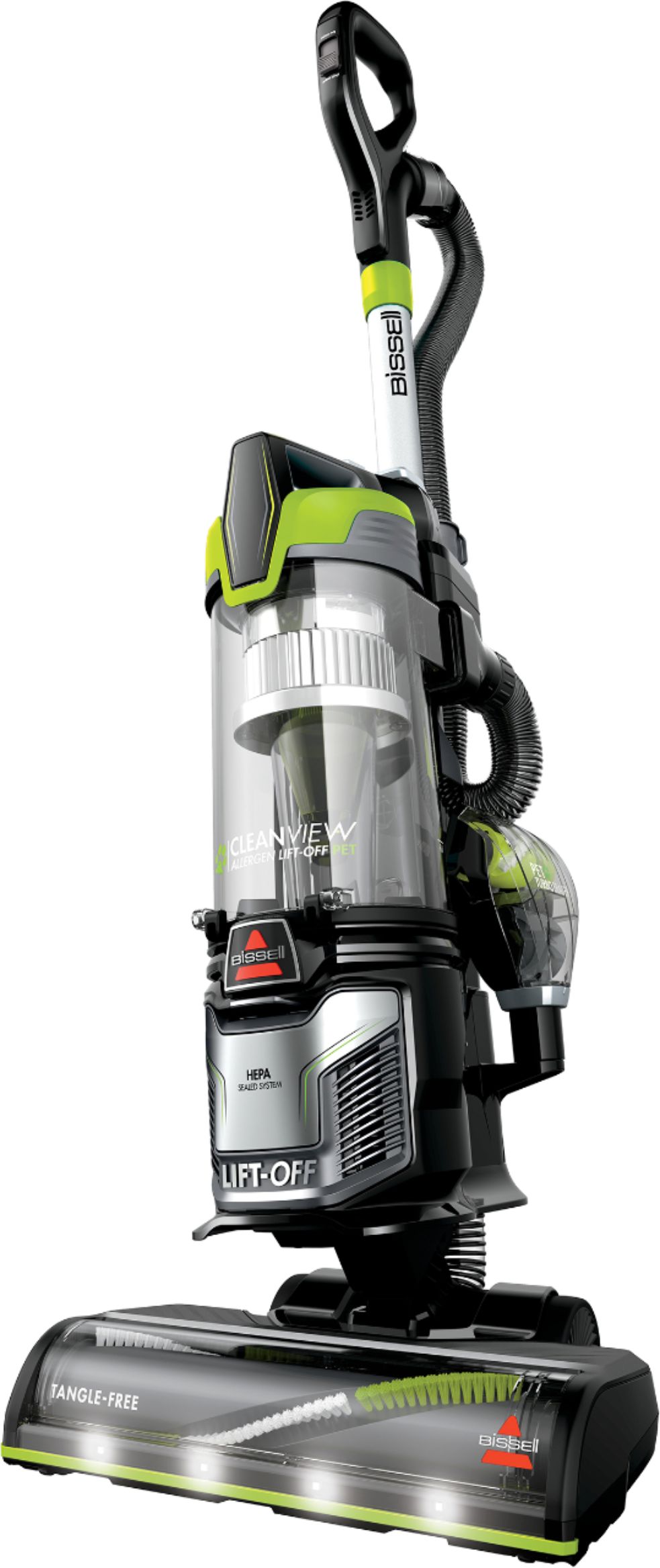 Left View: BISSELL - CleanView Allergen Lift-Off Pet Vacuum - Black/ Electric Green