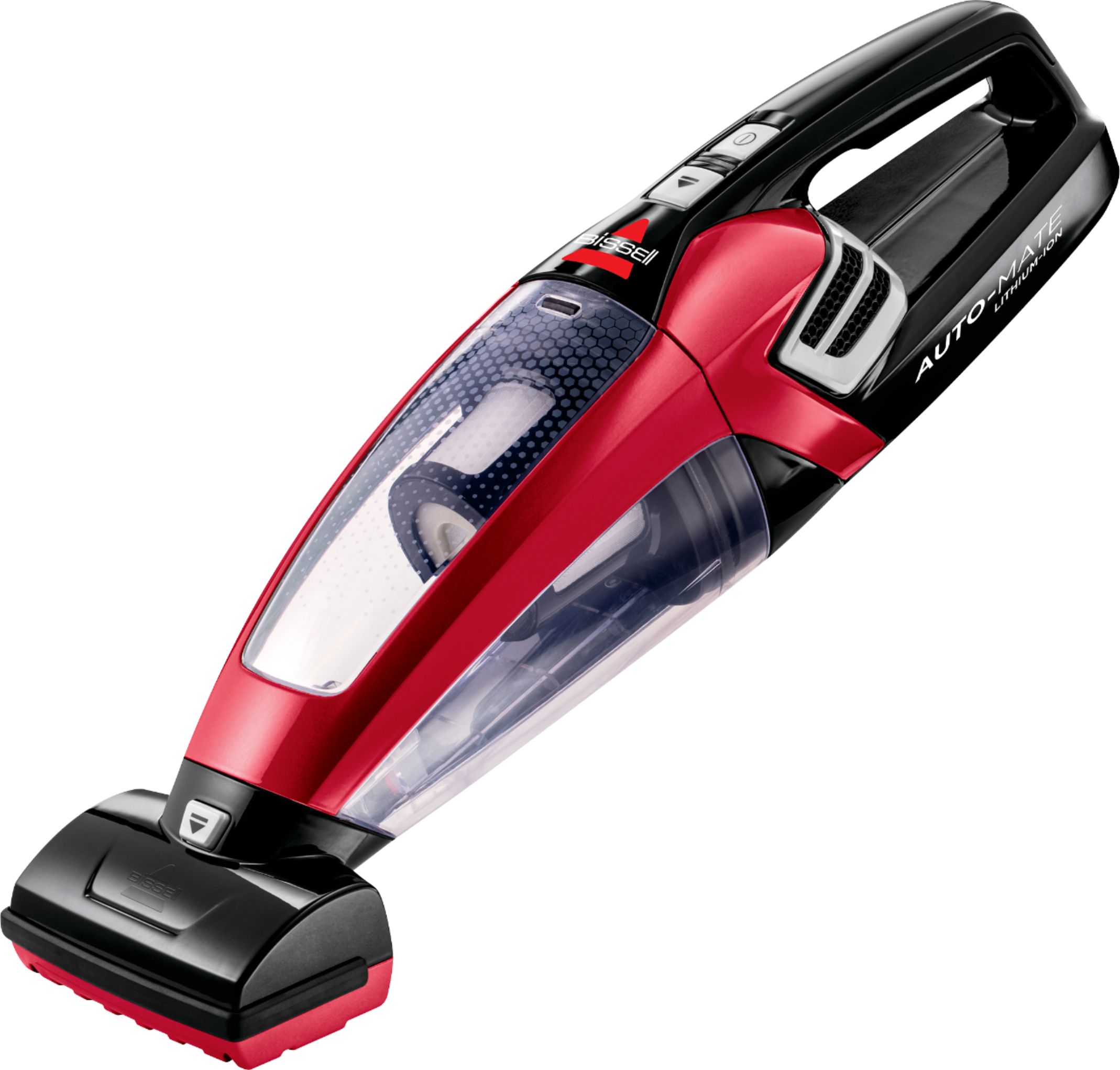 Left View: BISSELL - Auto-Mate Lithium Ion Car Vacuum - Red With Black Accents