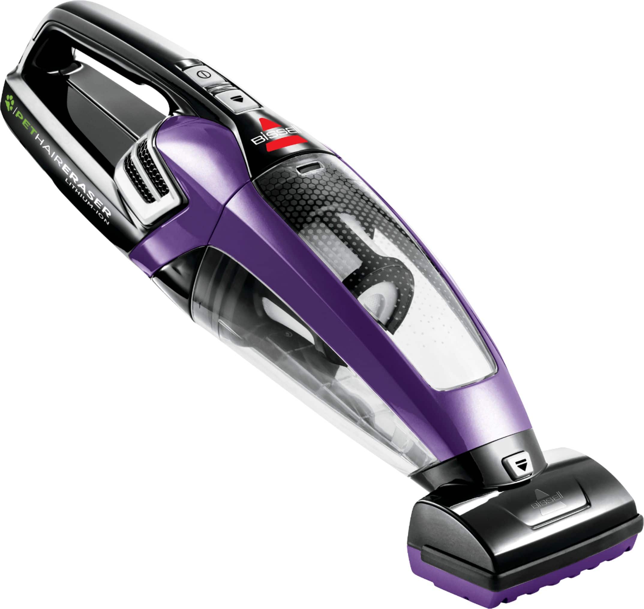 Angle. BISSELL - Pet Hair Eraser® Lithium Ion Hand Vacuum - GrapeVine Purple & Black Accents.