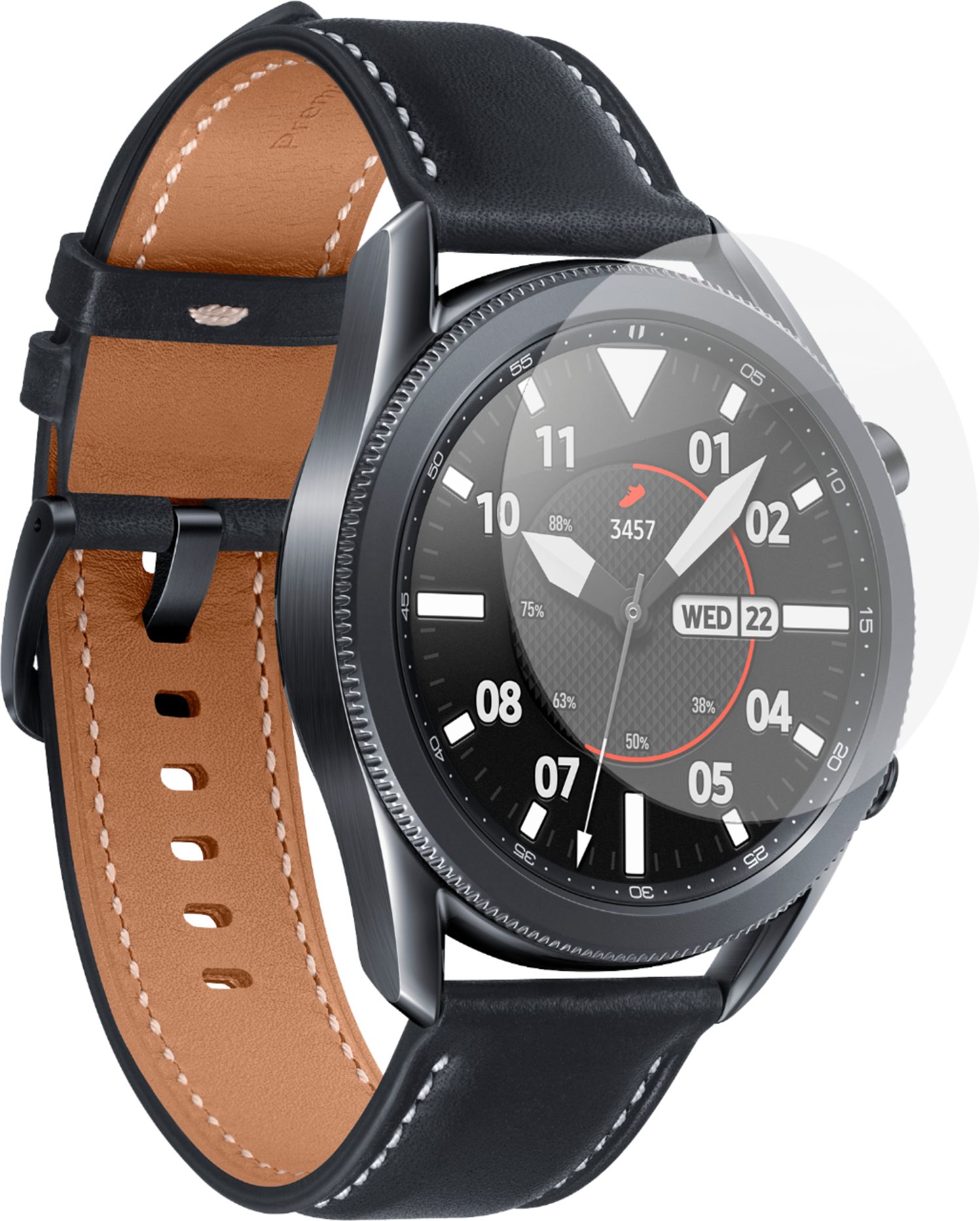 Left View: ZAGG - InvisibleShield GlassFusion+ Flexible Hybrid Screen Protector for Samsung Galaxy Watch3 41mm