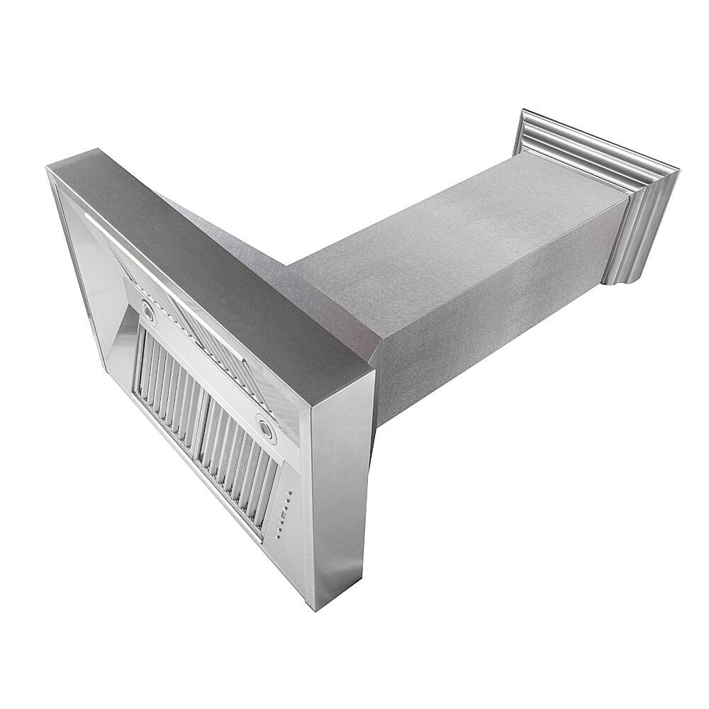 Left View: ZLINE - 36" DuraSnow® Stainless Steel Range Hood with DuraSnow® Shell (8654SN-36) - Silver