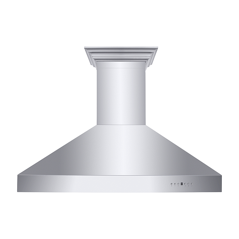 Left View: ZLINE - 48 in. Professional Wall Mount Range Hood in Stainless Steel with Crown Molding (667CRN-48) - Silver