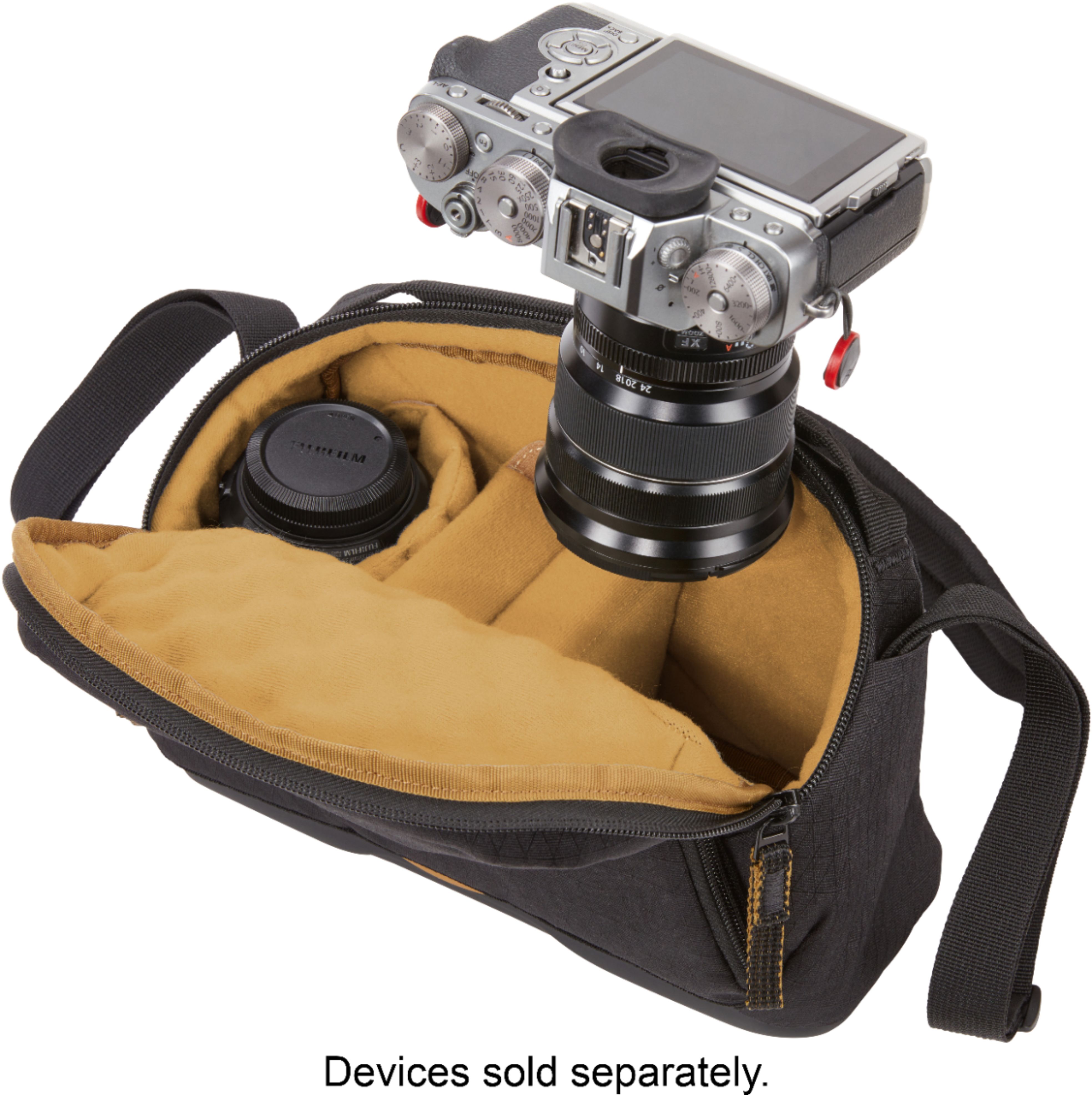 Left View: Case Logic - Viso Small DSLR/Mirrorless Camera & Lens Shoulder Bag/Case with Weather Resistant EVA Base, & Foam Camera Compartment - Black