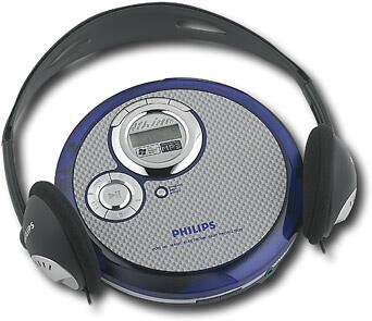Angle Standard. Philips - Slim Portable CD/MP3/WMA Player - Silver/Blue.