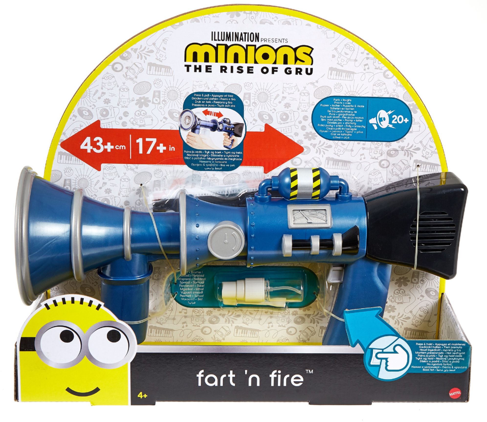 Angle View: Minions Fart 'N Fire Toy Blaster Role-Play Accessory with 20+ Sounds & Water Mist