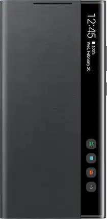Front. Samsung - S-View Flip Cover for Galaxy Note20 Ultra 5G - Black.
