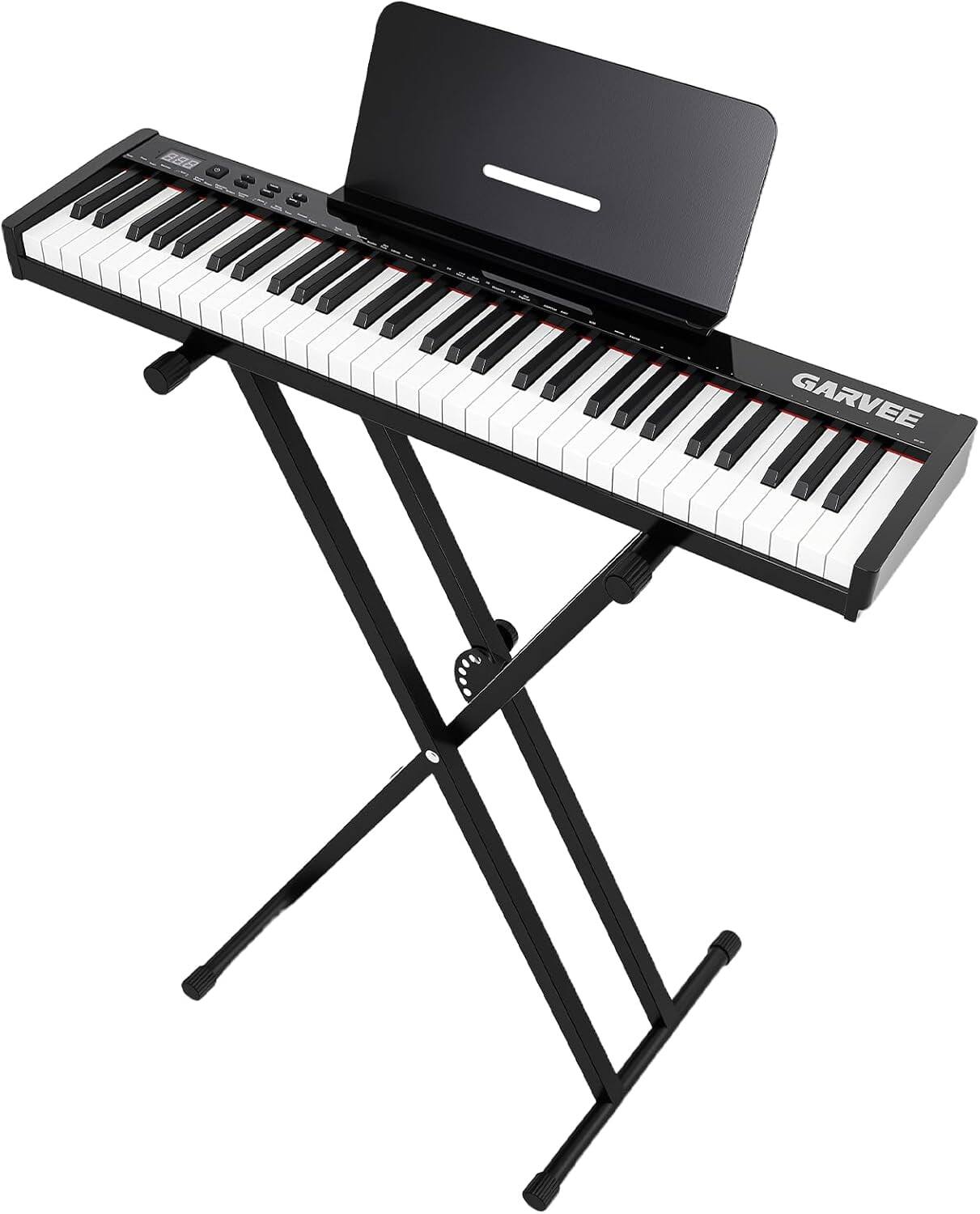 Alt View 3. Electrodes Masters - 61-Key Portable Keyboard Piano with Music Stand & Power Adapter for Beginners - Black.