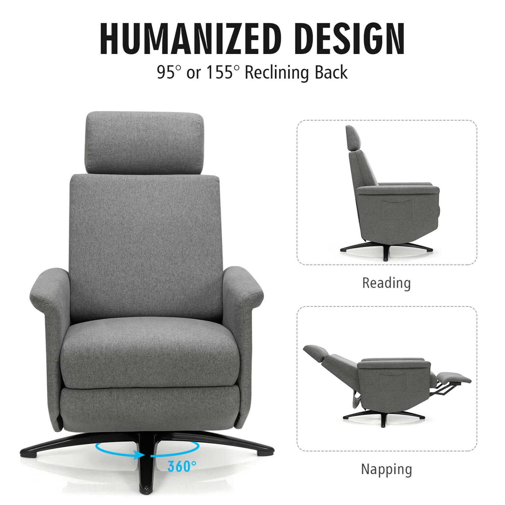 HUMANIZED DESIGN  
95° or 155° Reclining Back  

Reading  
Napping  

360°