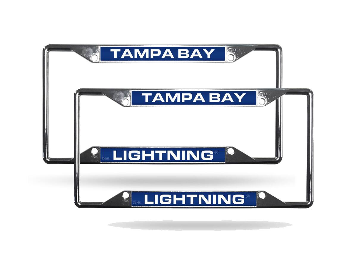 Tampa Bay Lightning EZ View Chrome Metal Laser Cut License Plate Frame - Set of 2 Frames