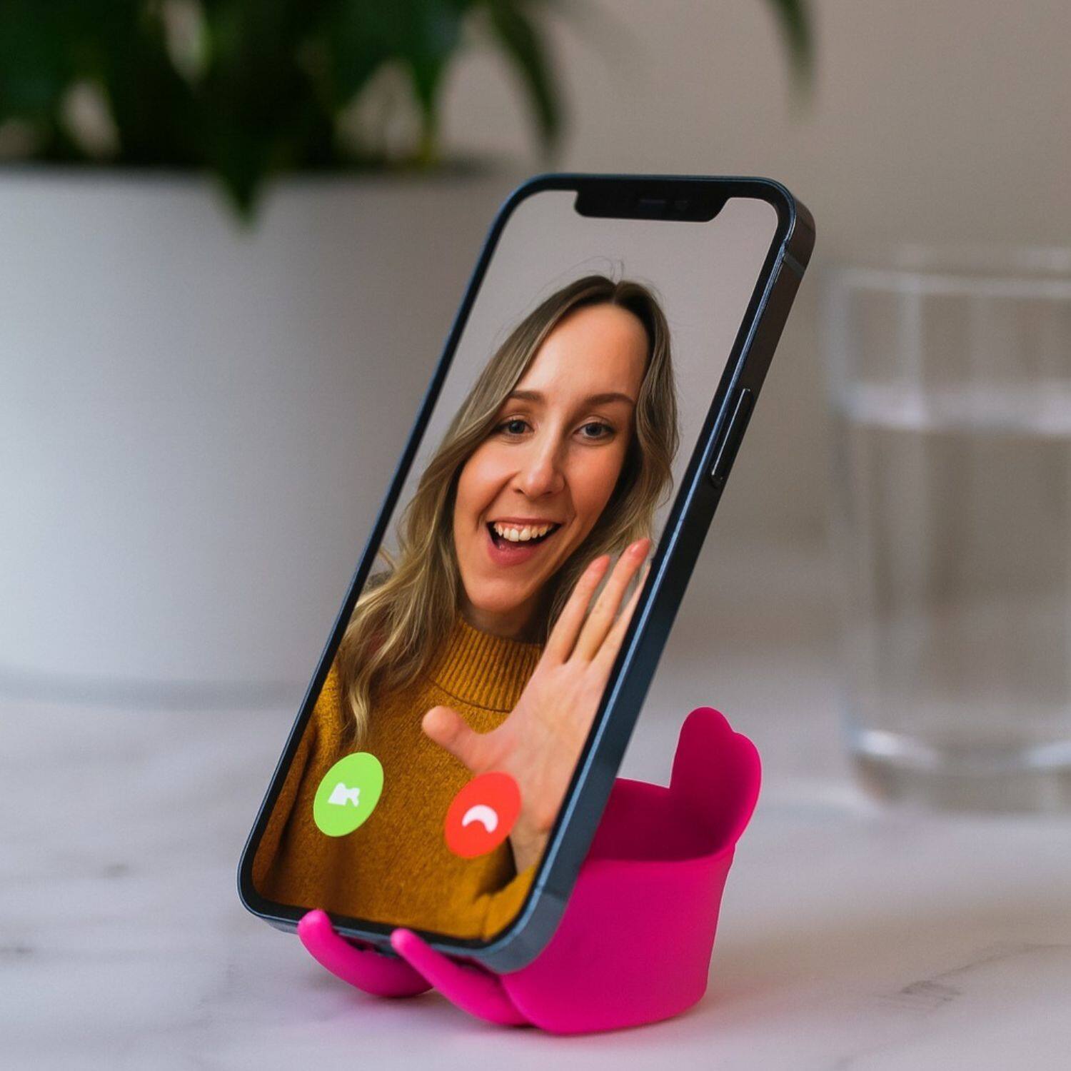 Left. Stock Preferred - U-Stand Peel-and-Stick Mobile Device Stand & Handle – Pink - Pink.