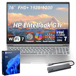HP - Upgraded - EliteBook 6 16" FHD+ Laptop - Intel Core Ultra 7 255U - 32GB RAM 1TB SSD - Backlit KB -FP Reader - 7 in-1 USB-C Hub - Silver