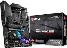 Front. MSI - B550 GAMING PLUS (Socket AM4) AMD B550 ATX DDR4 Motherboard - Black.