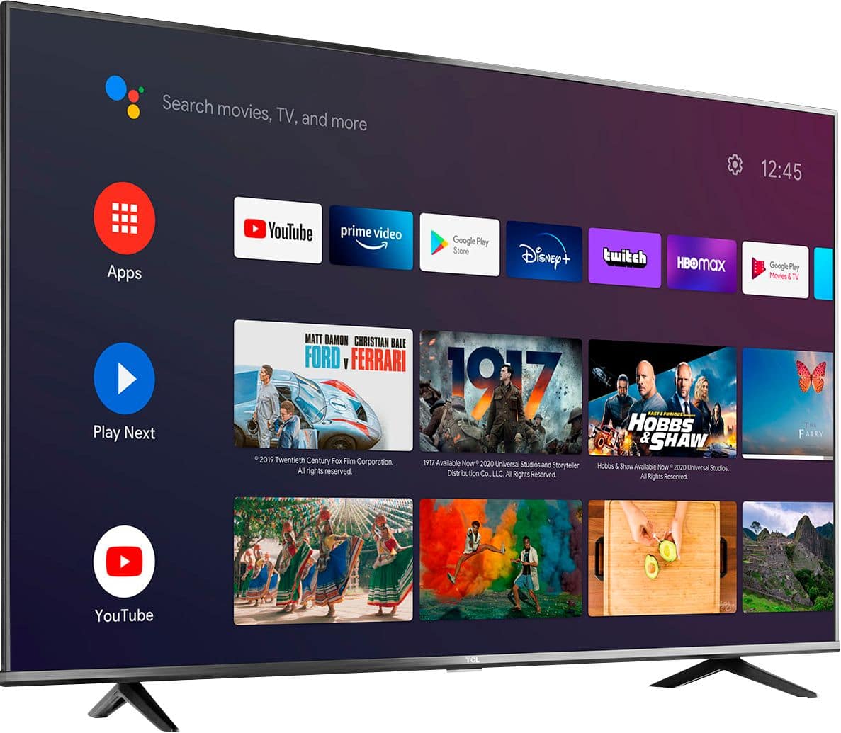 Angle. TCL - 75" Class 4 Series LED 4K UHD Smart Android TV - Black.