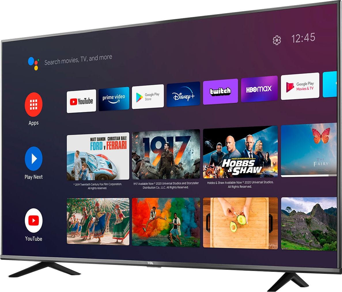 Left. TCL - 75" Class 4 Series LED 4K UHD Smart Android TV - Black.