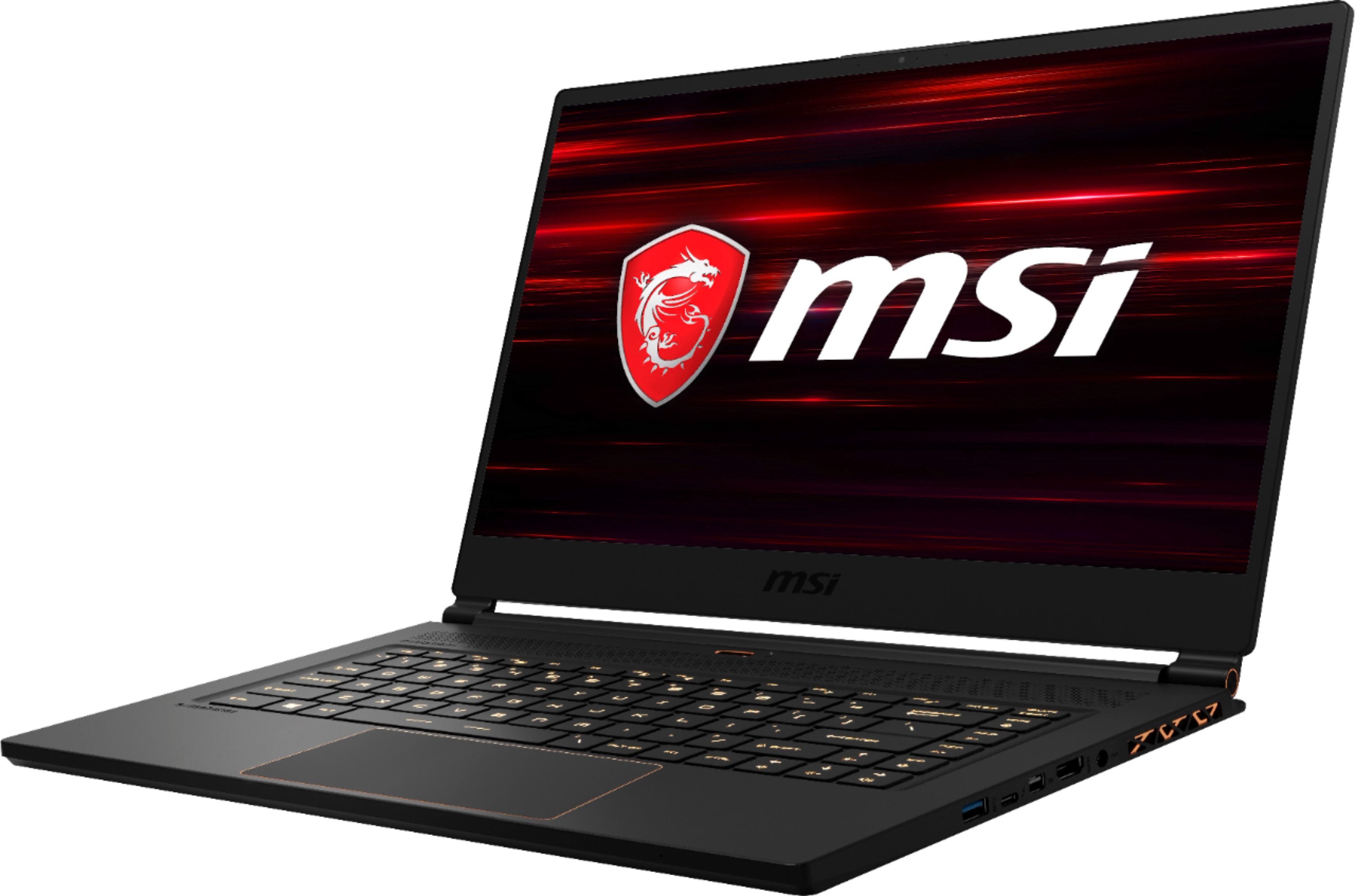 Angle View: MSI - Prestige 15 15.6" Laptop - Intel Core i5 - 16 GB Memory - NVIDIA GeForce GTX 1650 Max-Q - 512 GB SSD - Carbon Gray