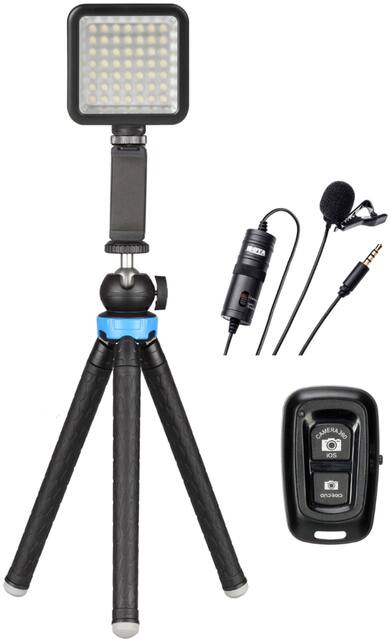 Sunpak Youtuber Creator Kit Vlogging Kit W Boya Lavalier Microphone And Bluetooth Remote For Smartphones And Cameras Vgy Led49lm Best Buy
