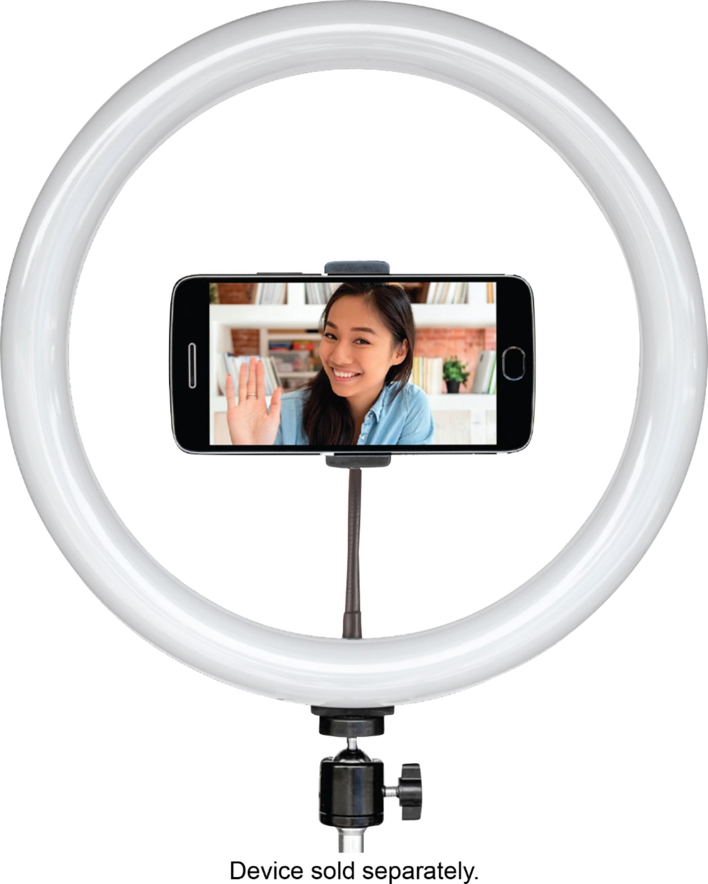 Left View: Sunpak - 12" Bi-Color Ring Light Kit with BOYA Lavalier Microphone and Bluetooth Remote for Smartphones and Compact Cameras