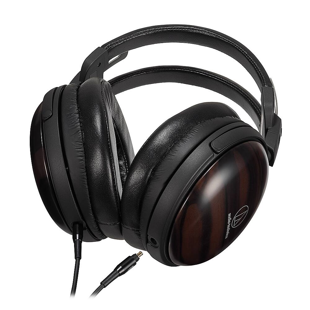 Alt View 11. Audio-Technica - ATH-AWKT Closed-Back Wood Headphone - Black.