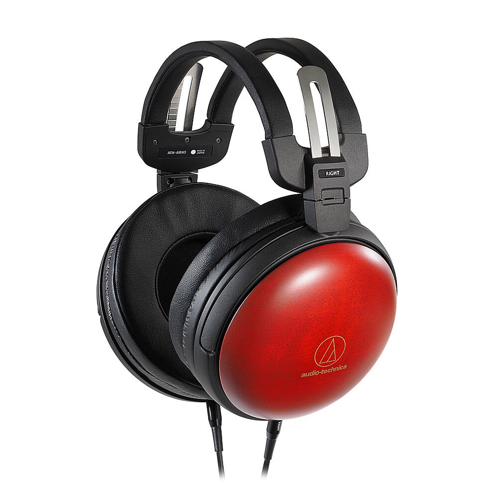 Angle. Audio-Technica - ATH-AWAS Closed-Back Wood Headphone - Cherry.