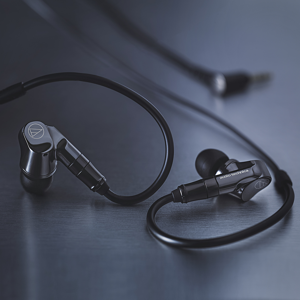 Left View: Audio-Technica - ATH-IEX1 Hi-Res In Ear Headphones - Black