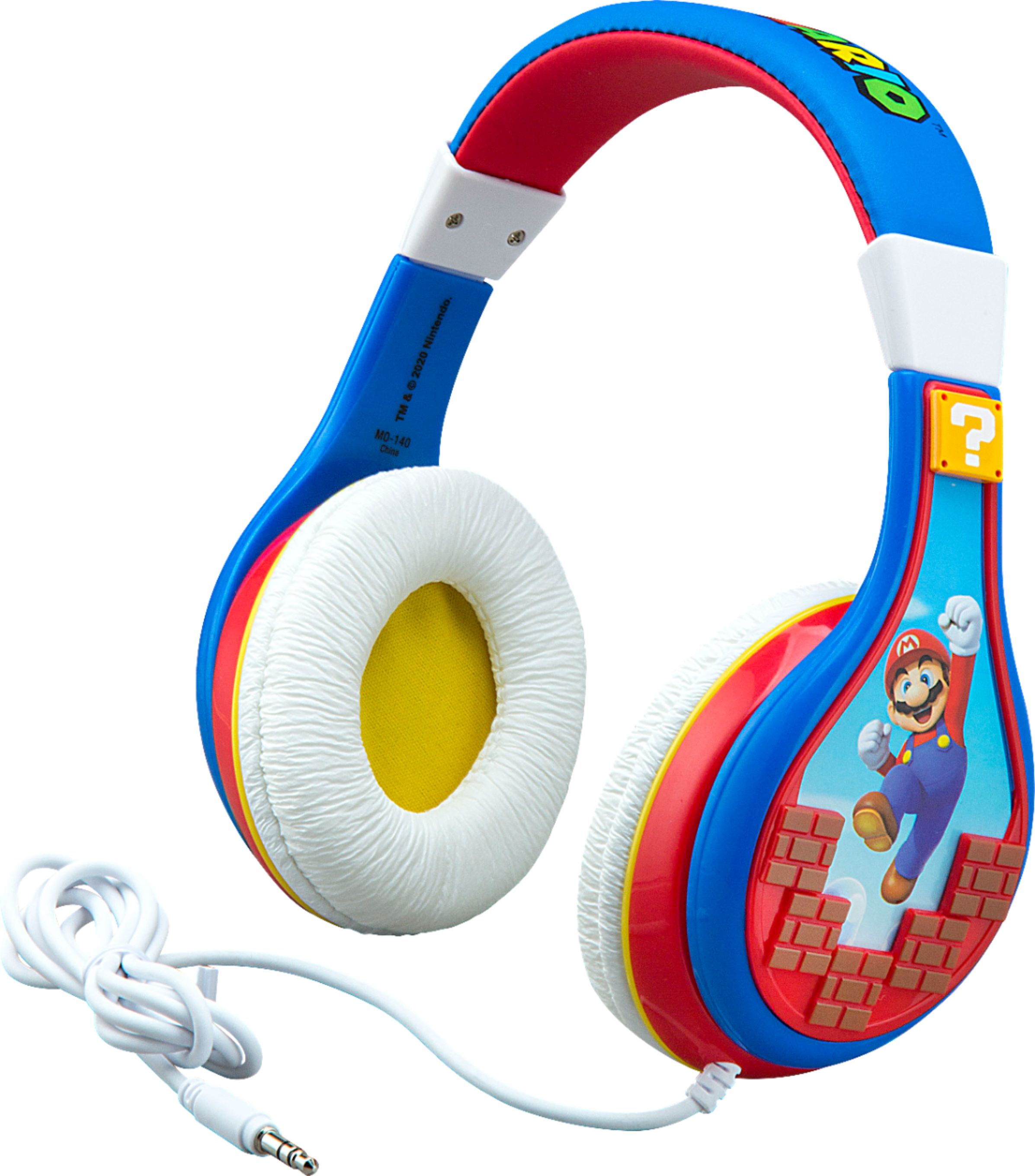 Angle View: eKids Super Mario Youth Wired Over the Ear  Headphones - blue