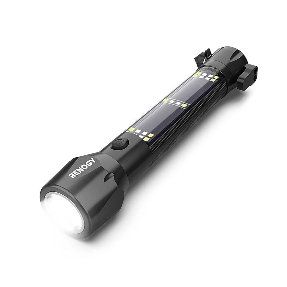 Front. Renogy - E.LUMEN 500 Multi-functional Solar Flashlight - Black.