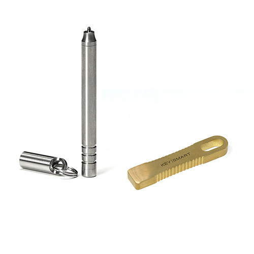 KeySmart - CleanKey Mini; Copper Alloy Stylus, NanoPen Bundle - Silver