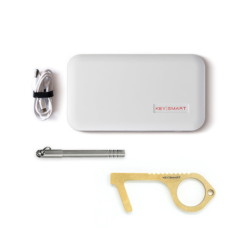 KeySmart - CleanKey Copper Alloy Hand Tool, NanoPen, CleanTray UV Light Sterilization Case Bundle - Gold