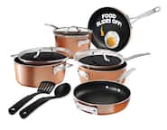Angle. Gotham Steel - Stackmaster Stackable Non Stick Cast Textured 10pc Cookware Set - Copper.