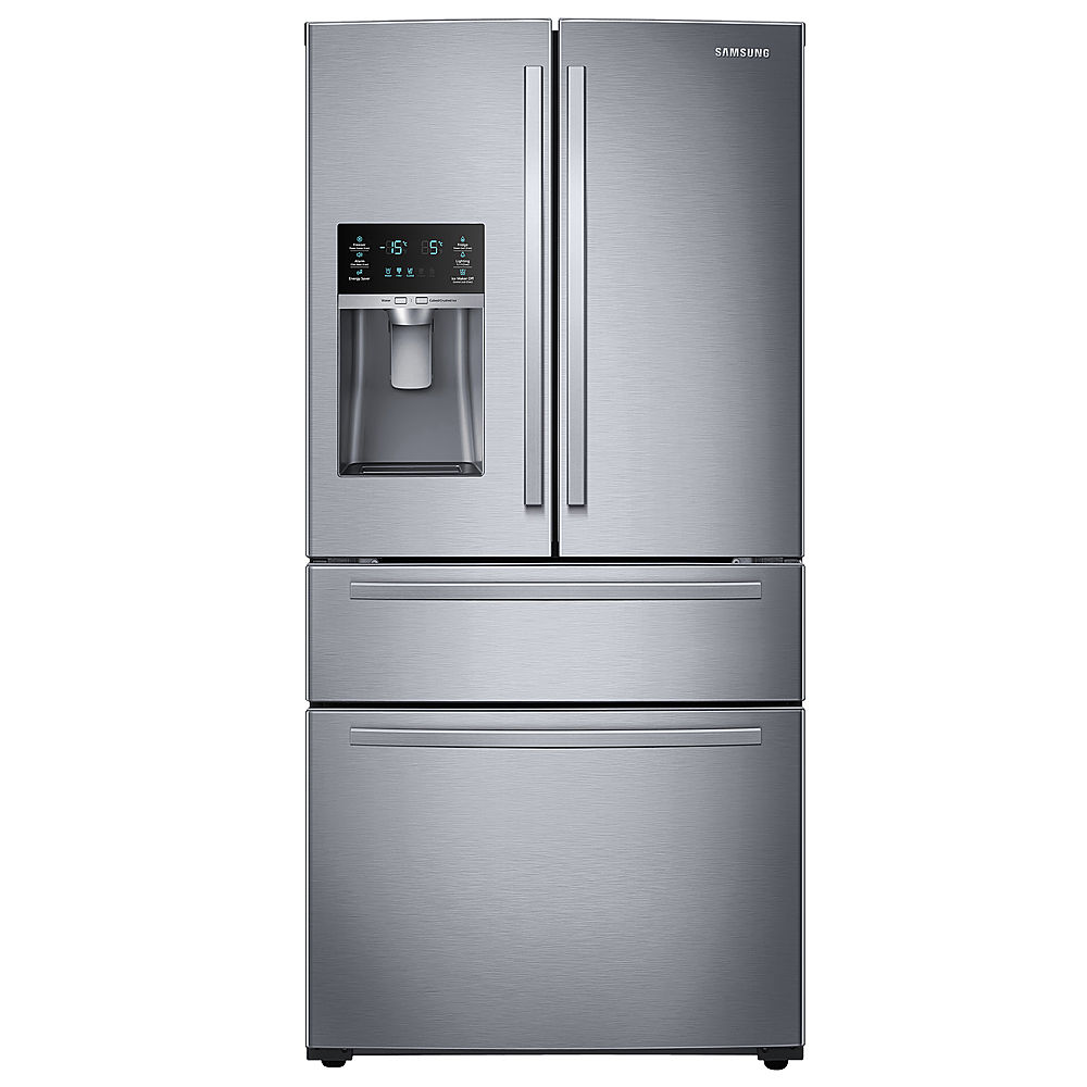 How to clean the outside of a stainless steel fridge Samsung 25 Cu Ft Large Capacity 4 Door French Door Refrigerator With External Water Ice Dispenser Fingerprint Resistant Stainless Steel Rf25hmidbsr Aa Best Buy