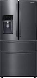 Samsung - 25 cu. ft. Large Capacity 4-Door French Door Refrigerator with External Water & Ice Dispenser - Fingerprint Resistant Black Stainless Steel - Front_Standard