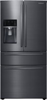 Samsung - 25 cu. ft. Large Capacity 4-Door French Door Refrigerator with External Water & Ice Dispenser - Black stainless steel - Front_Zoom