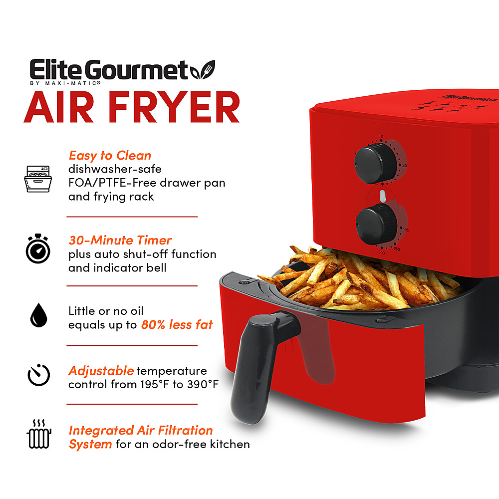 Elite Gourmet 1qt Analog Compact Air Fryer Red EAF3218R Best Buy