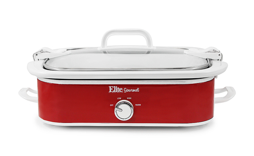 Elite Gourmet - 3.5Qt. Casserole Slow Cooker with Locking Lid - Red
