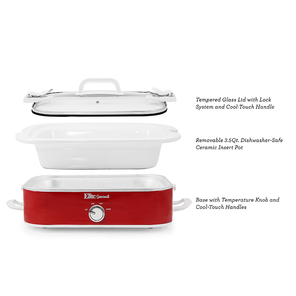 Elite Gourmet Casserole Slow Cooker with Locking Lid - Red, 3.5 qt - Ralphs