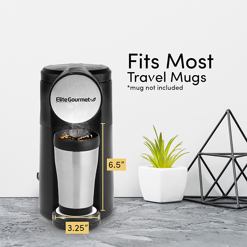 Elite Gourmet Single Personal Coffee Maker withSS Travel Mug 