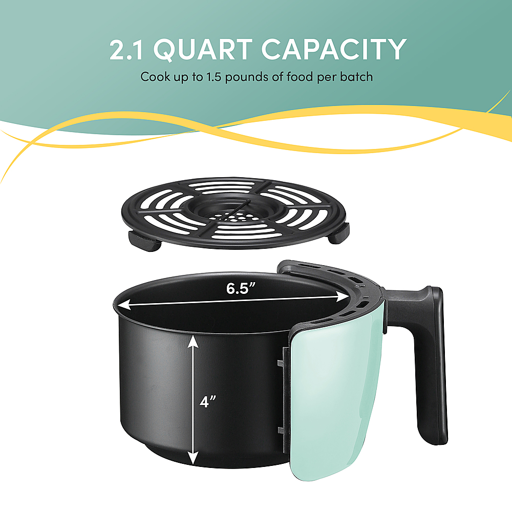 Elite Gourmet EAF-0201BL Personal 2.1 Qt. Compact Space Saving Electric Hot Air  Fryer Oil-Less Healthy Cooker, Timer & Temperature Controls, PFOA/PTFE  Free, 1000W, Quart, Mint 