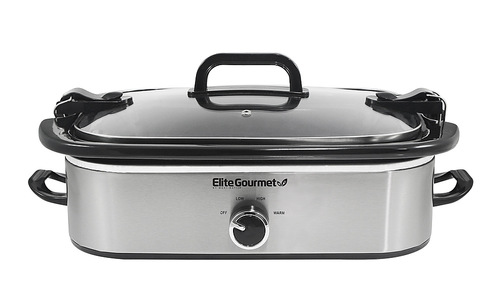 Elite Gourmet - 3.5Qt. Casserole Slow Cooker with Locking Lid - Stainless Steel