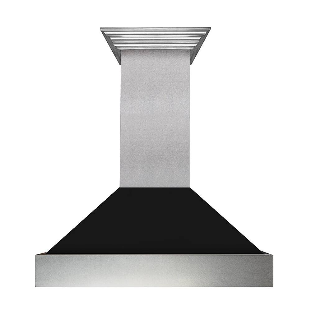 Angle View: ZLINE - 48" DuraSnow® Stainless Steel Range Hood (8654BLM-48) - Silver with Black Matte Shell