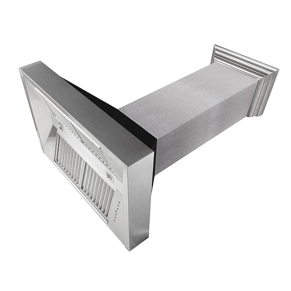 Left View: ZLINE - 48" DuraSnow® Stainless Steel Range Hood (8654BLM-48) - Silver with Black Matte Shell