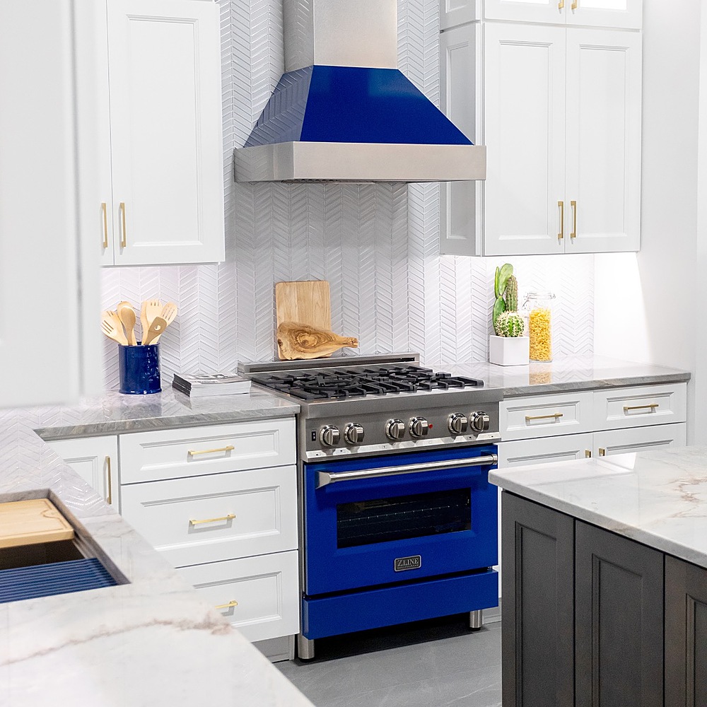 ZLINE - 48 DuraSnow Stainless Steel Range Hood with Blue Gloss Shell - 8654BG-48