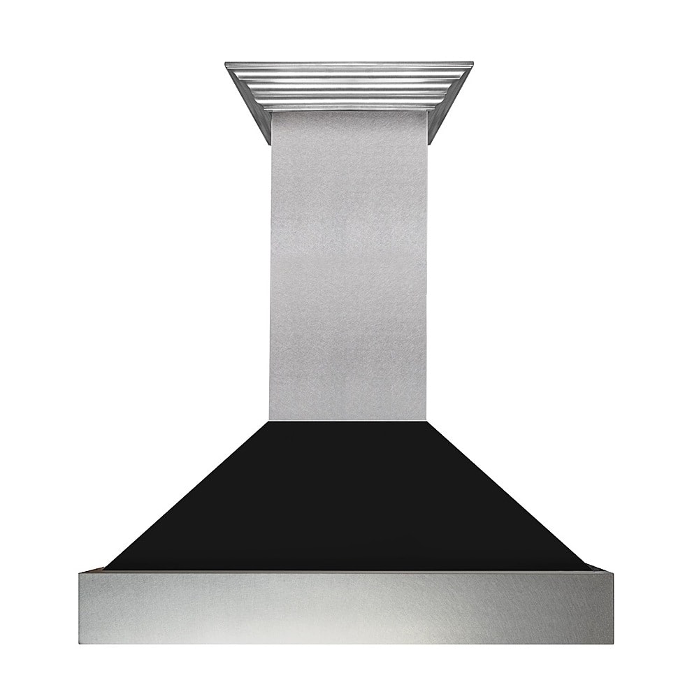 Angle View: ZLINE - 42" DuraSnow® Stainless Steel Range Hood (8654BLM-42) - Silver with Black Matte Shell