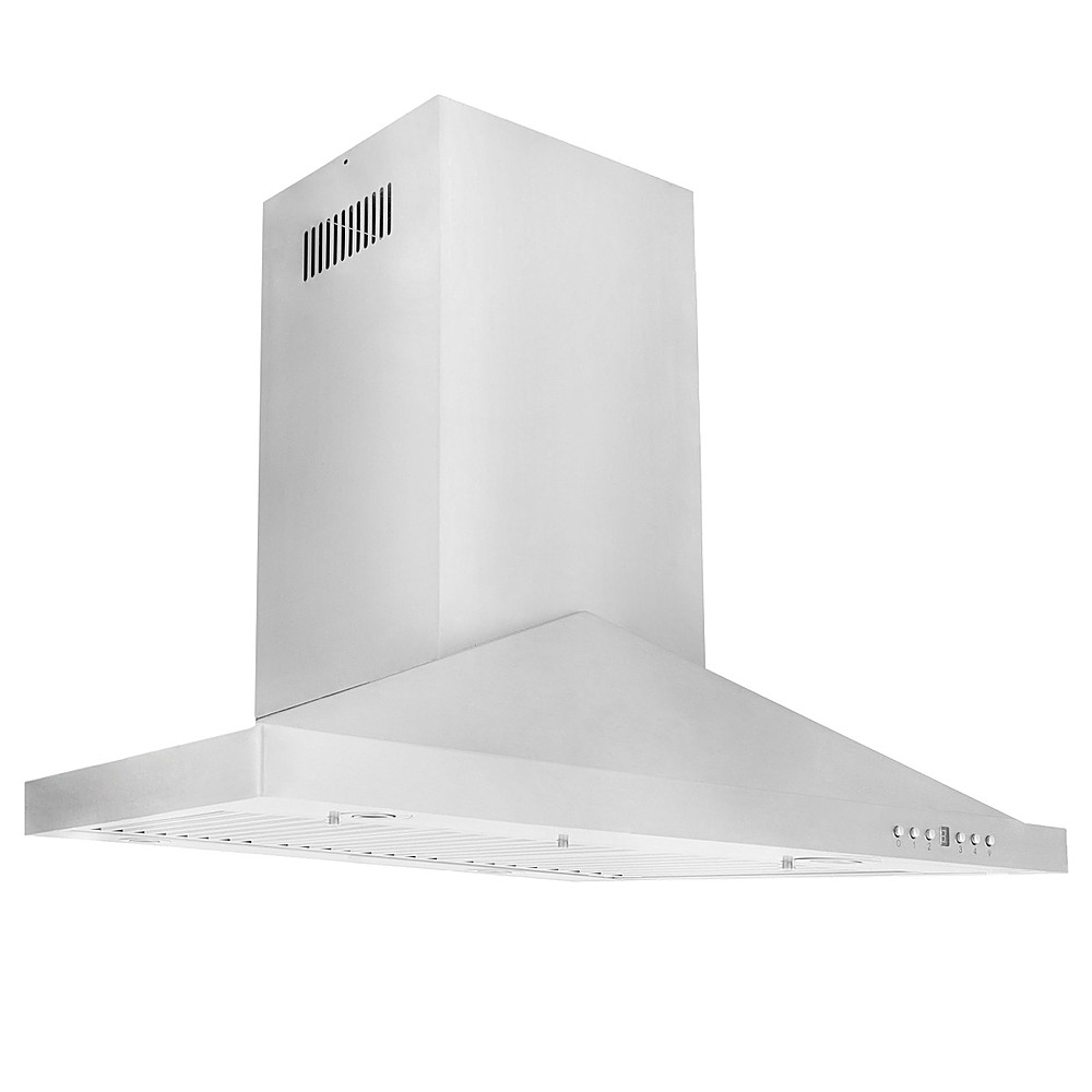 Angle View: ZLINE 36 in. Island Mount Range Hood in Stainless Steel (GL1i-36) - Silver